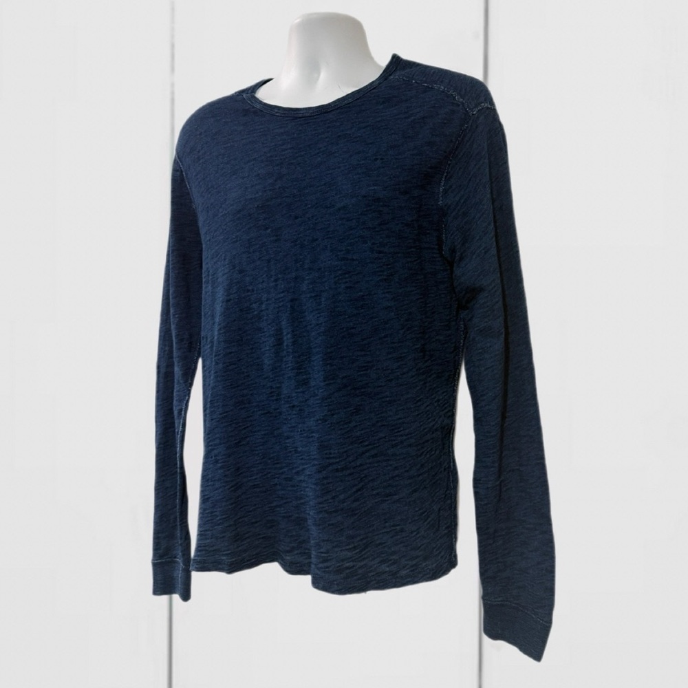 Wallace & Barnes Indigo Long Sleeve Henley Shirt Men’s Medium - Picture 7 of 8